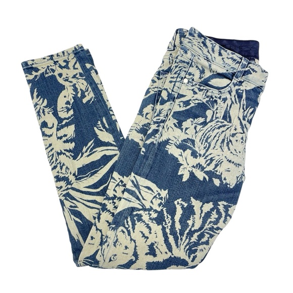 Stella McCartney Cat Print Jeans 26 Blue/Ivory - Picture 12 of 15